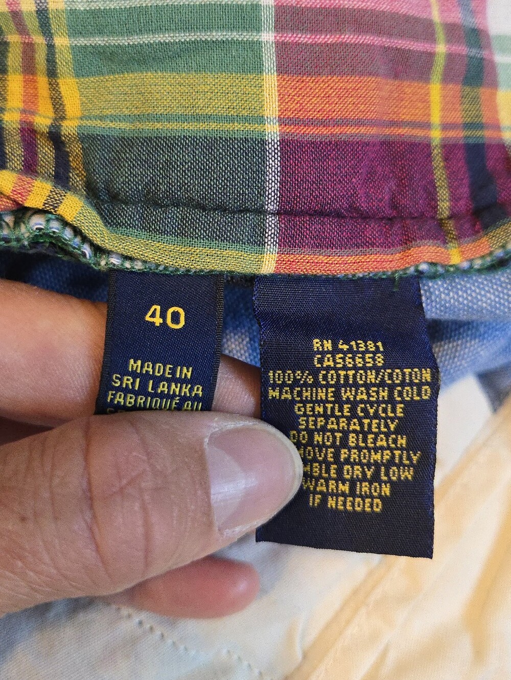 Polo Ralph Lauren Vintage Madras Men's 40 Plaid Cotton Shorts Green Pink - Picture 4 of 7